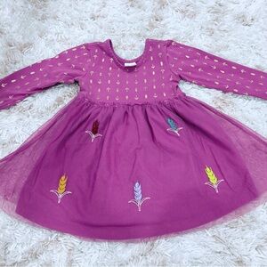 Hanna Andersson Magenta Dress with Embroidered Accents